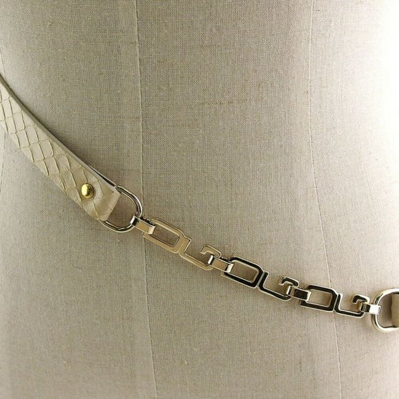DOLCE & GABBANA Belt Python Beige Python Leather ~ Gold Bracket AUTH USED L3549 - Picture 5 of 8